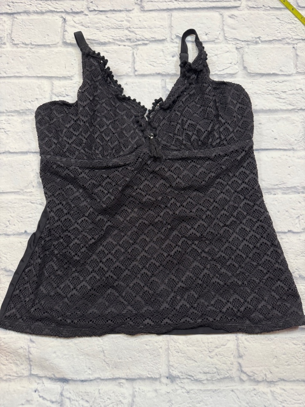 Pour Moi Black Lace Underwire Swim Tankini Black Adjustable Straps 36DD A768